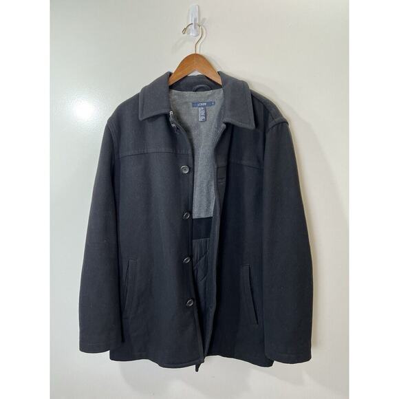 J Crew Men’s Wool Blend Coat Size S Black Lined Warm Heavy Timeless Minimalist - Picture 2 of 9